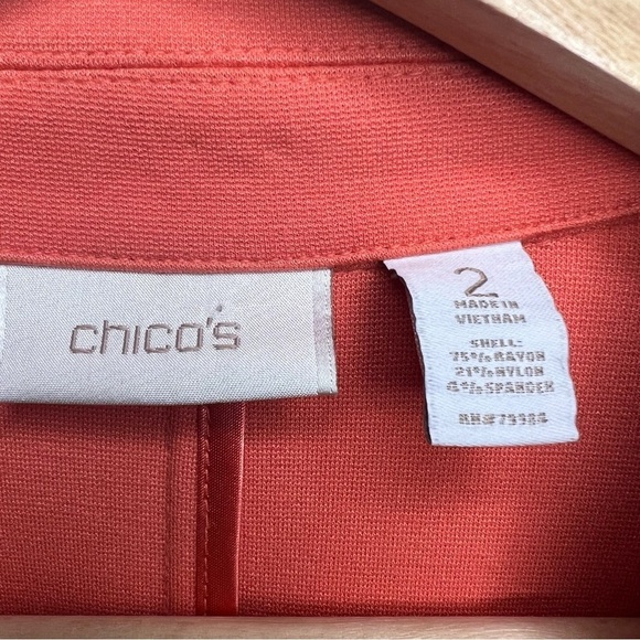 Chicos Orange Blazer 3 Button Jacket Modern Career Casual Women's Size L - Picture 2 of 9